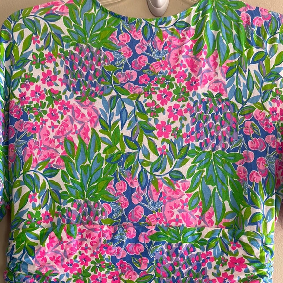 Lilly Pulitzer Pink and Green Wrap Sundress with Flutter Sleeves - Picture 3 of 9